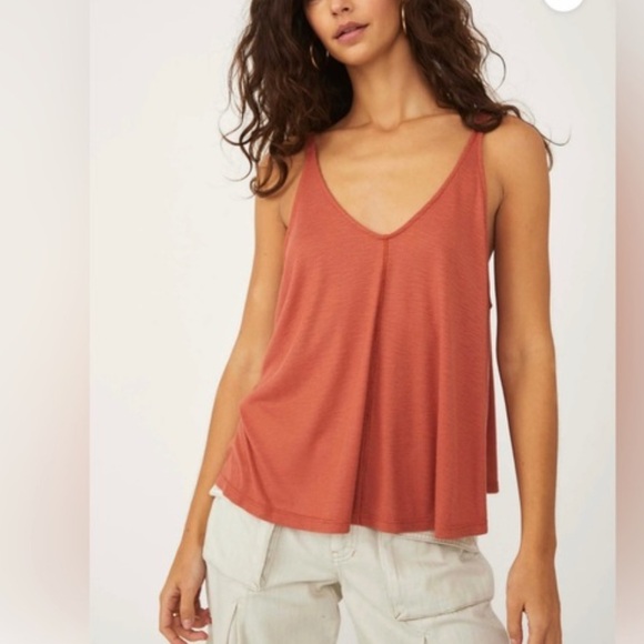 Free People Intimately burnt clay Tank top flowy NWOT - Picture 4 of 7